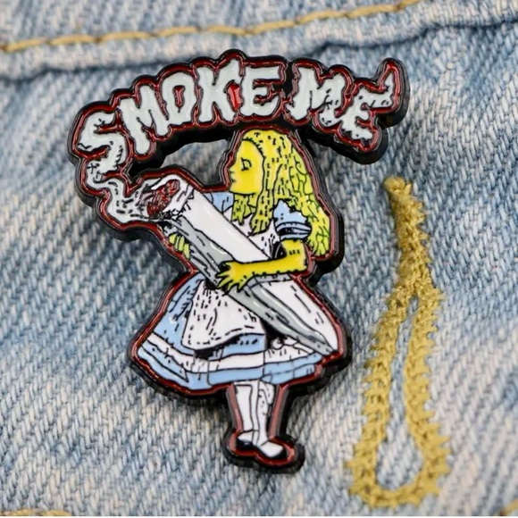 Jewelry - Quirky Vintage-Style Alice in Wonderland 420 Parody Pin